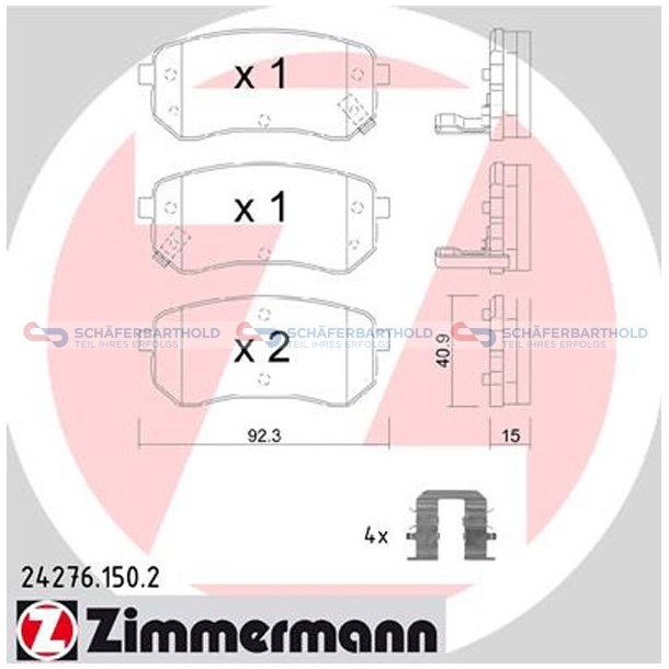 Bremseklodser 15mm|WVA:24276| ZIMMERMANN