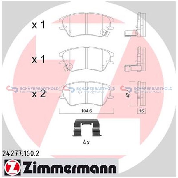 Bremseklodser 16mm|WVA:24277| ZIMMERMANN