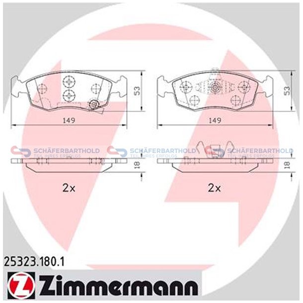 Bremseklodser 18mm|WVA:25323| ZIMMERMANN