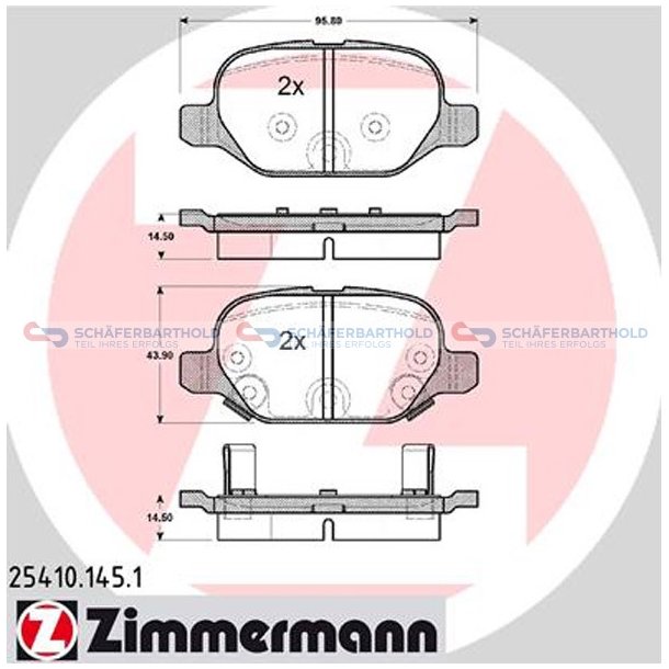 Bremseklodser 14mm|WVA:25410| ZIMMERMANN