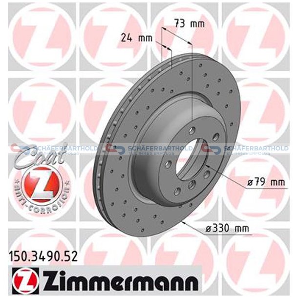 BremseskiveSport foraksel|-330mm ZIMMERMANN