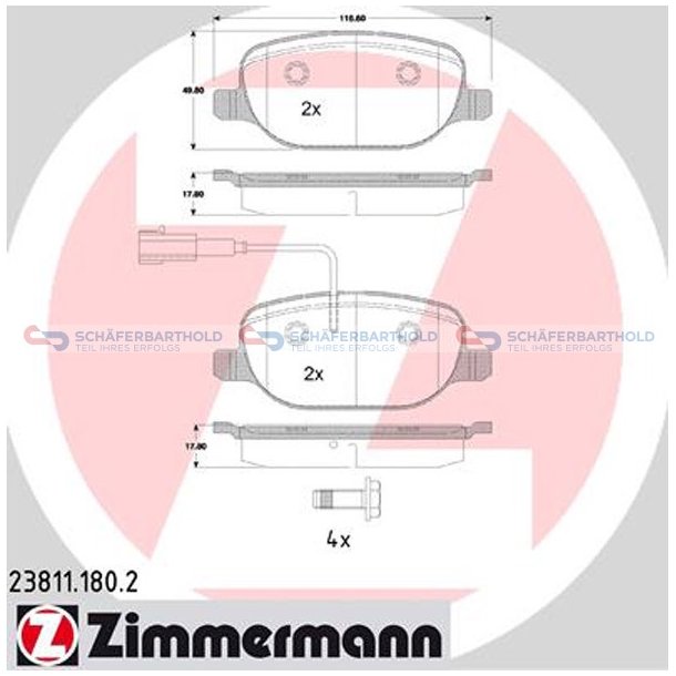 Bremseklodser 18mm|WVA:23811| ZIMMERMANN