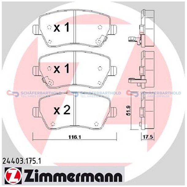 Bremseklodser 18mm|WVA:24403| ZIMMERMANN