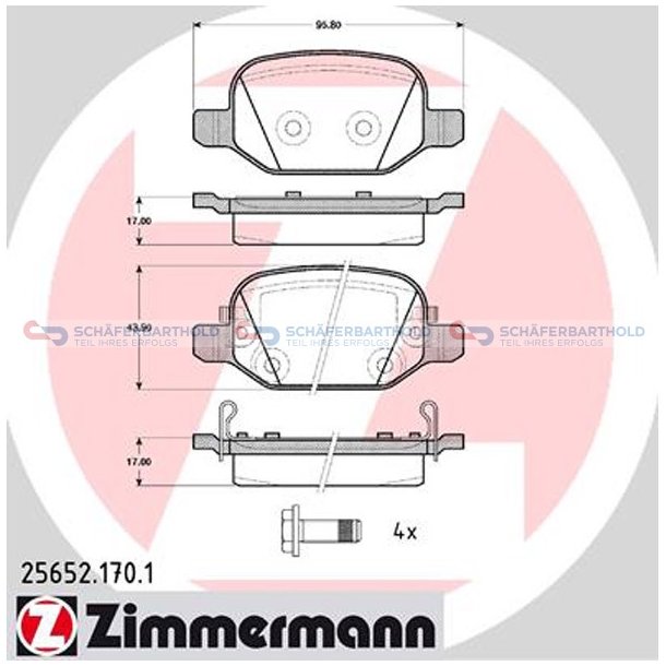 Bremseklodser 17mm|WVA:25652| ZIMMERMANN