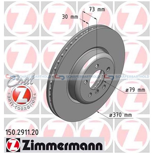 Bremseskive foraksel|-370mm ZIMMERMANN