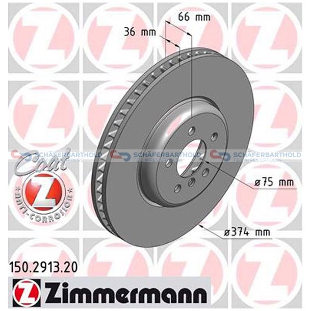 Bremseskive foraksel hjre|-374mm ZIMMERMANN