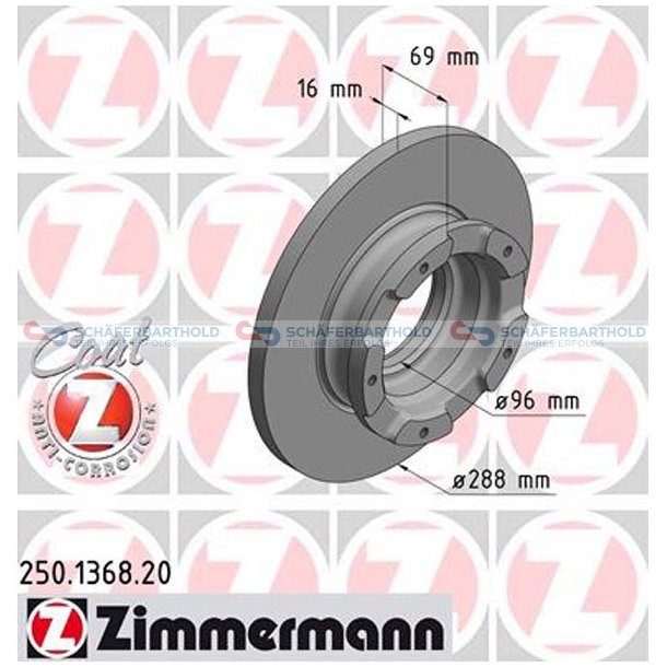 Bremseskive Bagaksel|-288mm ZIMMERMANN