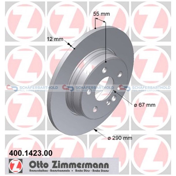 Bremseskive Bagaksel|-290mm ZIMMERMANN