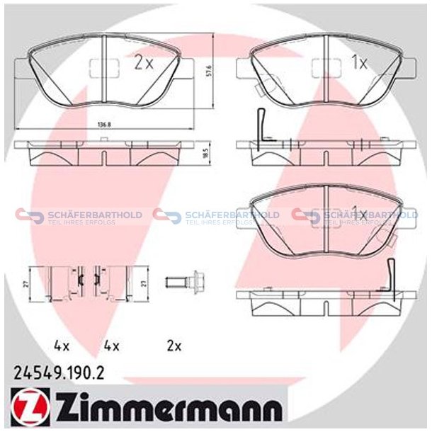 Bremseklodser 19mm|WVA:24549| ZIMMERMANN