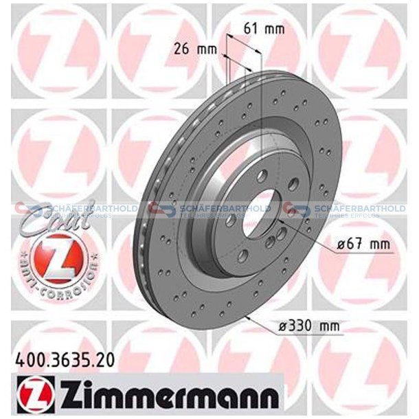 Bremseskive Bagaksel|-330mm ZIMMERMANN