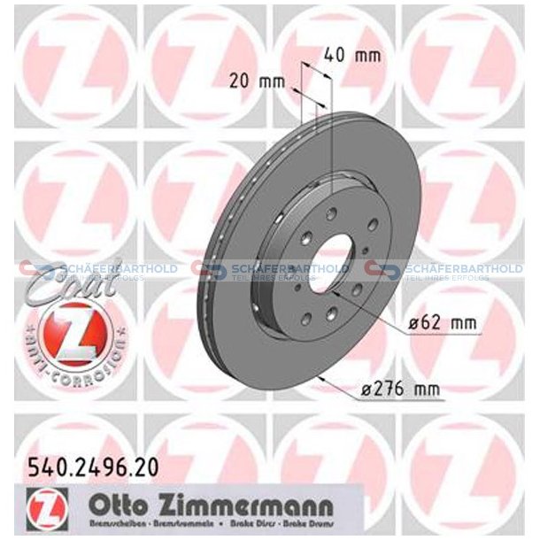 Bremseskive foraksel|-276mm ZIMMERMANN