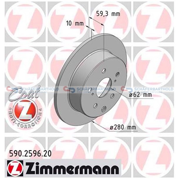 Bremseskive Bagaksel|-280mm ZIMMERMANN