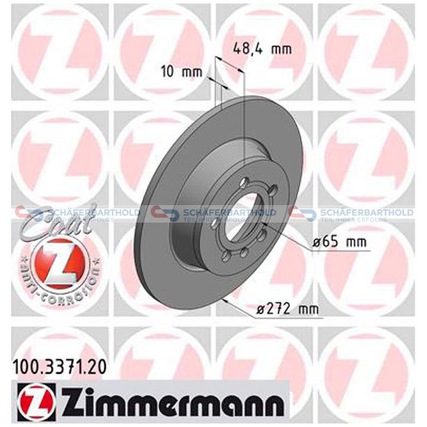 Bremseskive Bagaksel|-272mm ZIMMERMANN