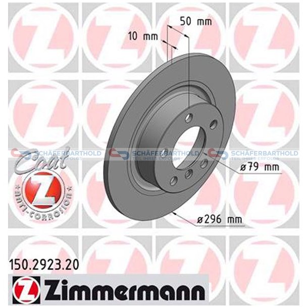 Bremseskive Bagaksel|-296mm ZIMMERMANN