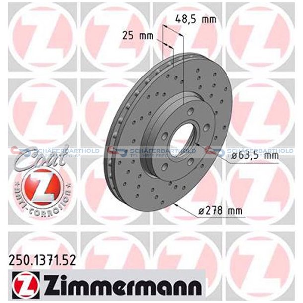 BremseskiveSport foraksel|-278mm ZIMMERMANN