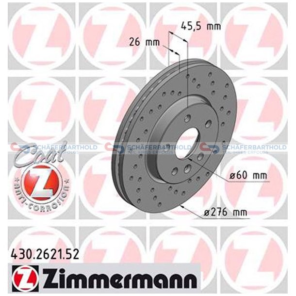 BremseskiveSport foraksel|-276mm ZIMMERMANN