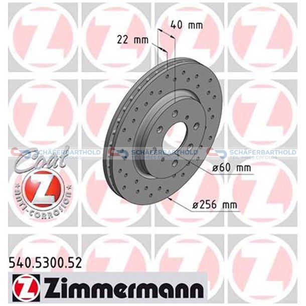 BremseskiveSport foraksel|-256mm ZIMMERMANN