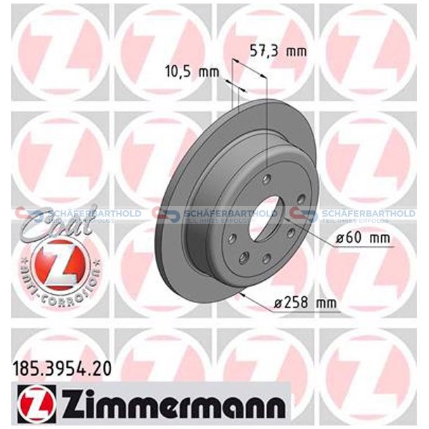 Bremseskive Bagaksel|-258mm ZIMMERMANN