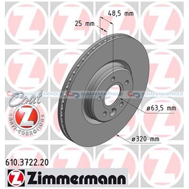 Bremseskive foraksel|-320mm ZIMMERMANN