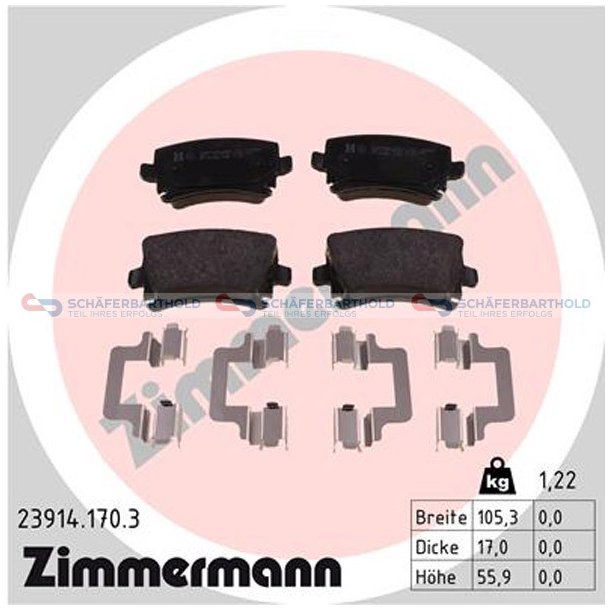 Bremseklodser 17mm|WVA:23914| ZIMMERMANN