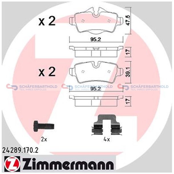 Bremseklodser 17mm|WVA:24289| ZIMMERMANN