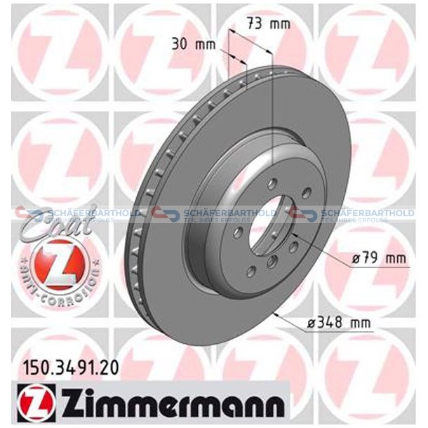 Bremseskive foraksel|-348mm ZIMMERMANN