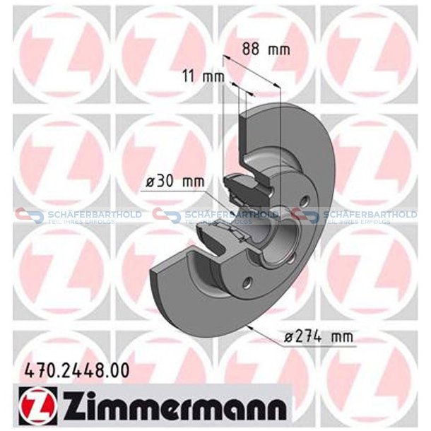 Bremseskive Bagaksel|-274mm ZIMMERMANN