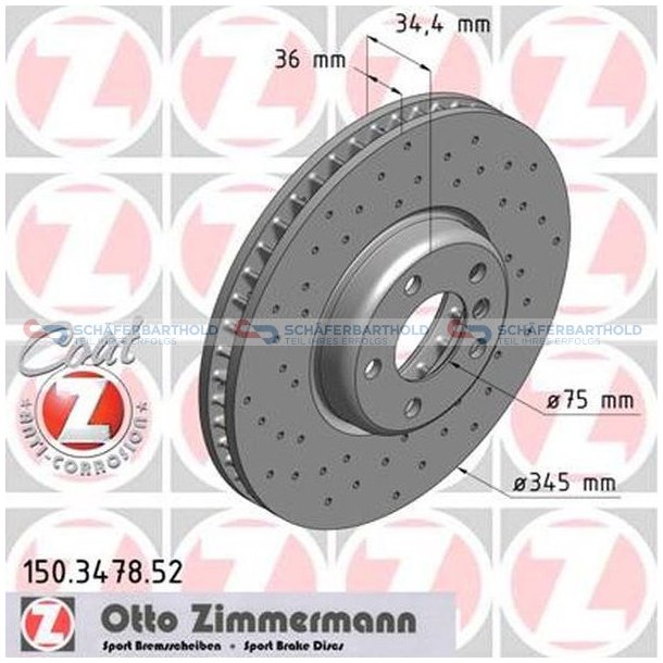 BremseskiveSport foraksel venstre|-34 ZIMMERMANN