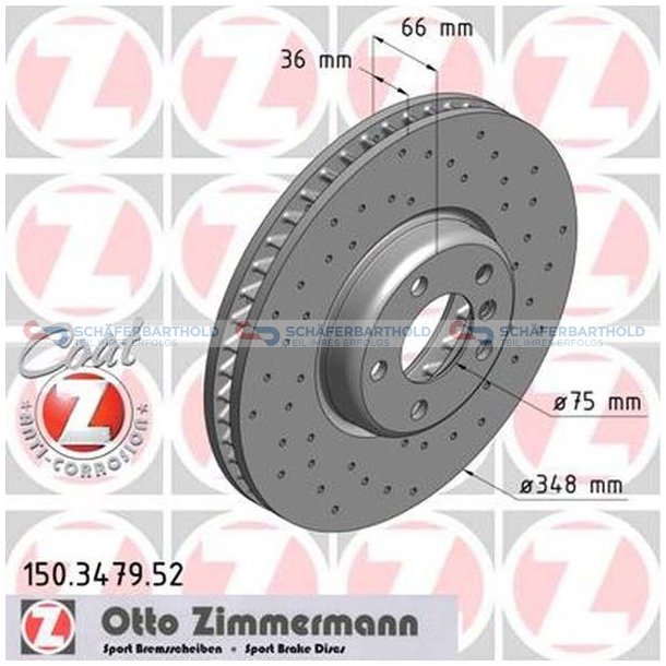 BremseskiveSport foraksel hjre|-348mm ZIMMERMANN