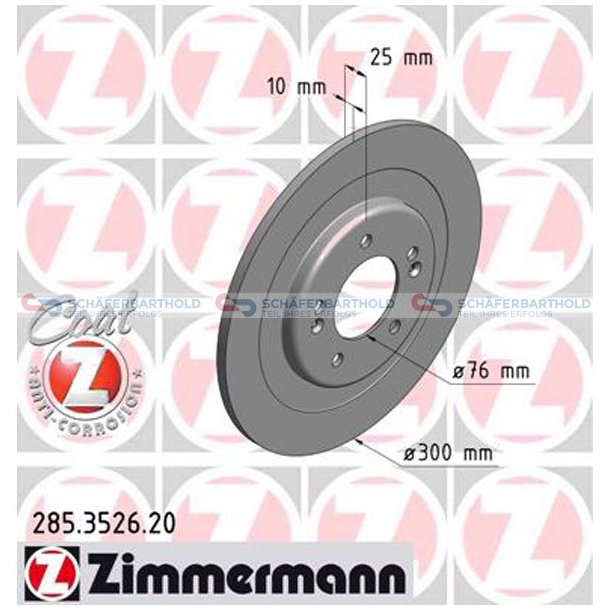 Bremseskive Bagaksel|-300mm ZIMMERMANN