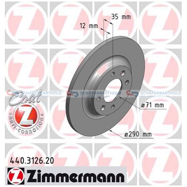 Bremseskive Bagaksel|-290mm ZIMMERMANN