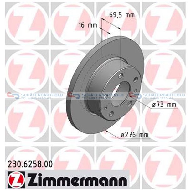 Bremseskive Bagaksel|-276mm ZIMMERMANN