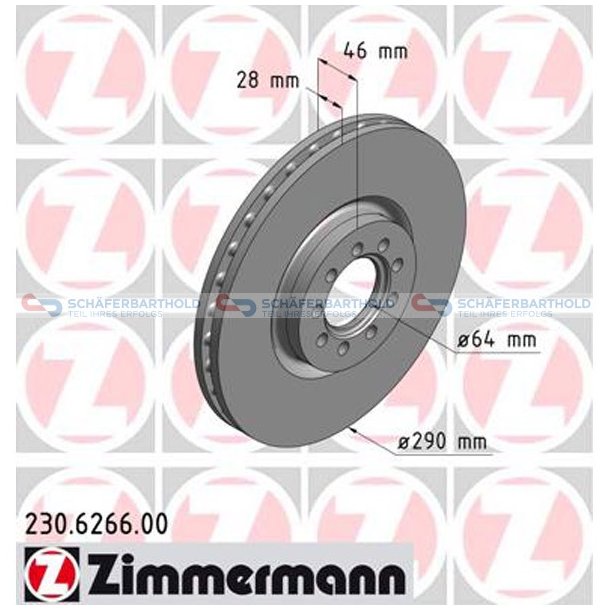 Bremseskive foraksel|-290mm ZIMMERMANN