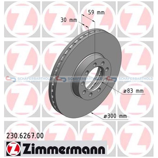 Bremseskive foraksel|-300mm ZIMMERMANN