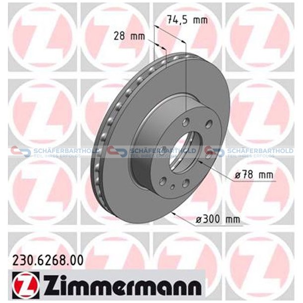 Bremseskive foraksel|-300mm ZIMMERMANN