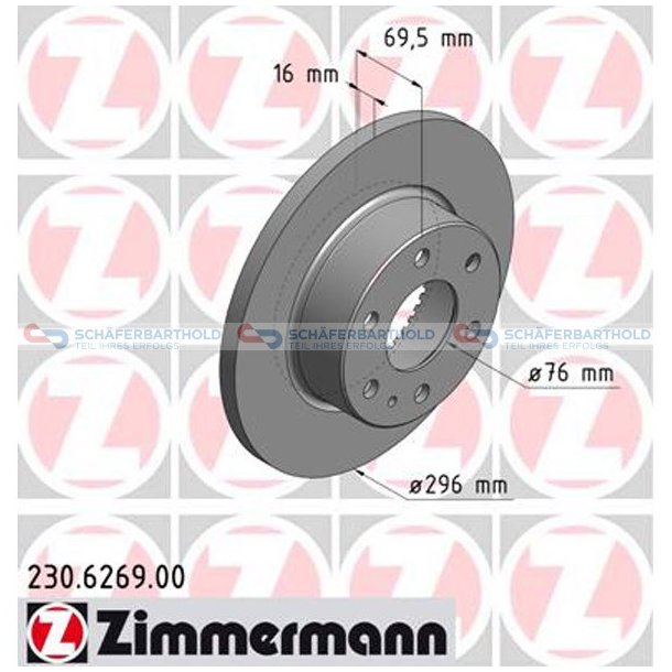 Bremseskive Bagaksel|-296mm ZIMMERMANN