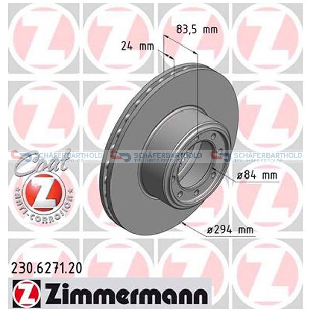 Bremseskive Bagaksel|-294mm ZIMMERMANN