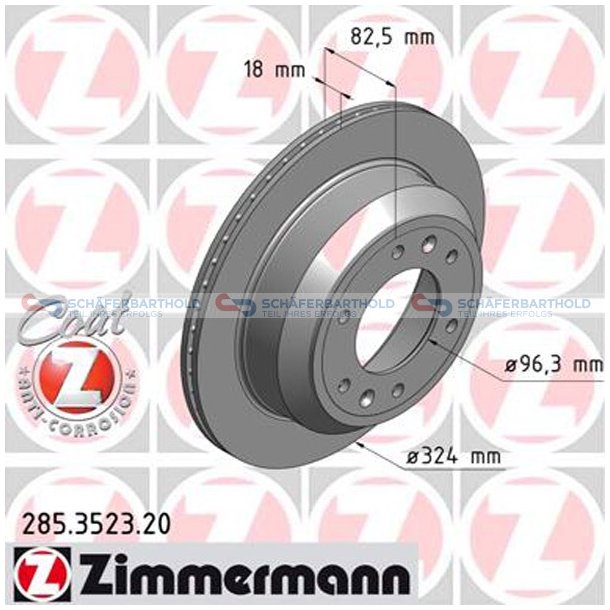 Bremseskive Bagaksel|-324mm ZIMMERMANN