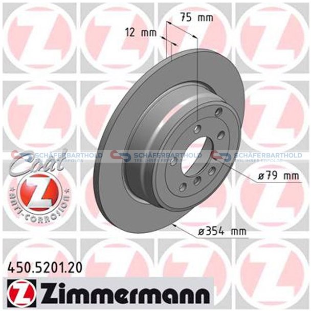 Bremseskive Bagaksel|-354mm ZIMMERMANN