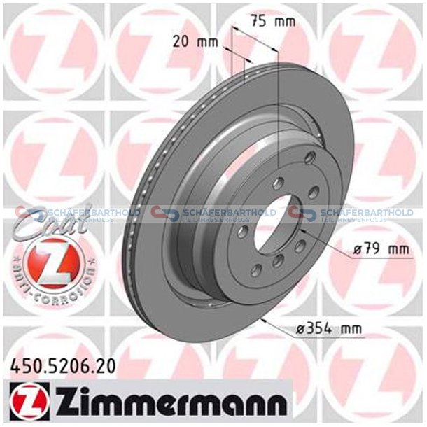 Bremseskive Bagaksel|-352mm ZIMMERMANN