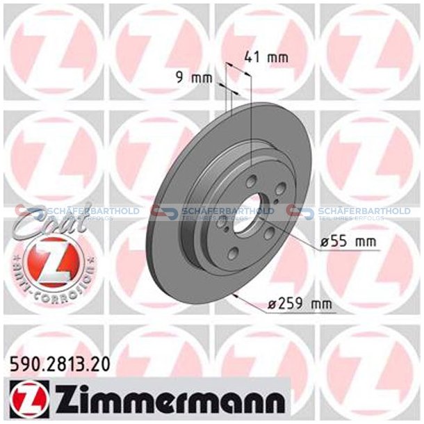 Bremseskive Bagaksel|-259mm ZIMMERMANN