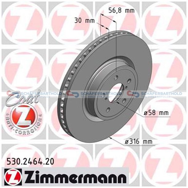 Bremseskive foraksel|-316mm ZIMMERMANN