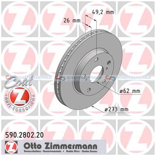 Bremseskive foraksel|-273mm ZIMMERMANN