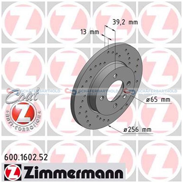 BremseskiveSport foraksel|-256mm ZIMMERMANN