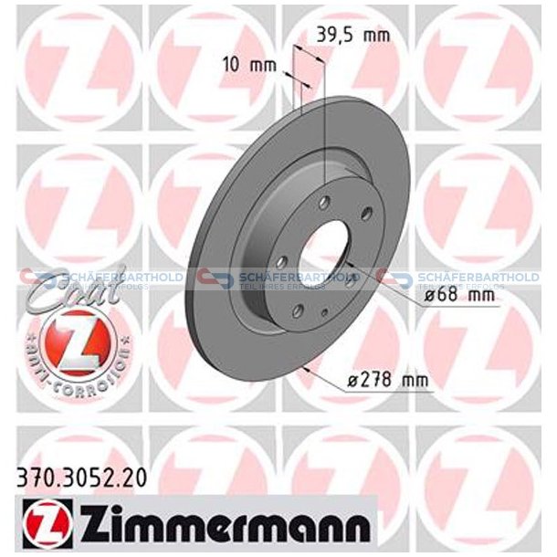 Bremseskive Bagaksel|-278mm ZIMMERMANN