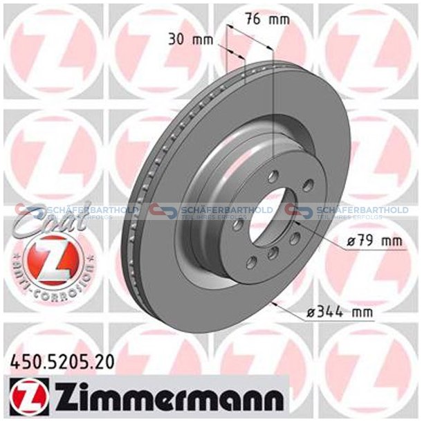 Bremseskive foraksel|-344mm ZIMMERMANN