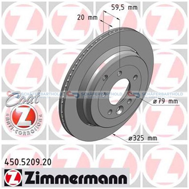 Bremseskive Bagaksel|-325mm ZIMMERMANN