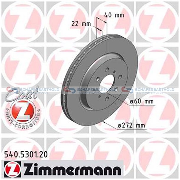 Bremseskive foraksel|-272mm ZIMMERMANN