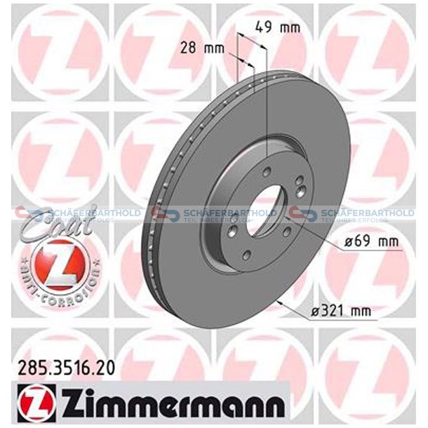 Bremseskive foraksel|-320mm ZIMMERMANN