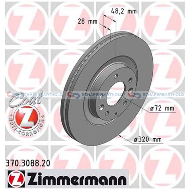 Bremseskive foraksel|-320mm ZIMMERMANN